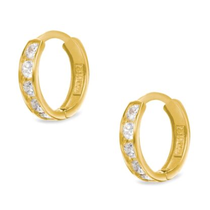 Child's Cubic Zirconia Huggie Hoop Earrings in 14K Gold