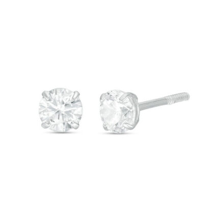 Child's 4mm Cubic Zirconia Stud Earrings in 14K White Gold