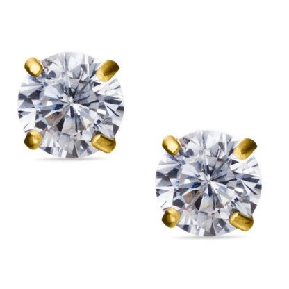 Child's 4mm Cubic Zirconia Stud Earrings in 14K Gold