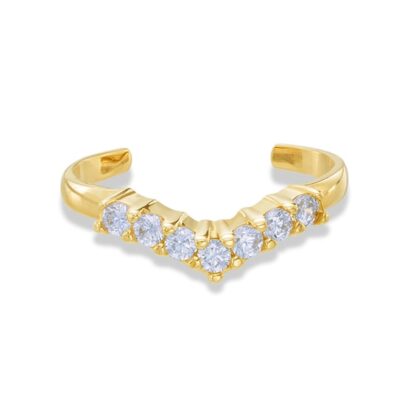 Cubic Zirconia Chevron Toe Ring in Solid 10K Gold