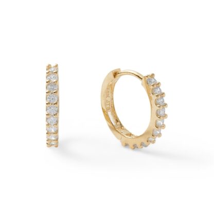 Cubic Zirconia Huggie Hoop Earrings in 10K Gold