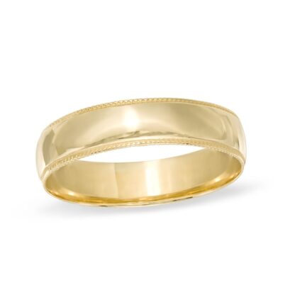 5mm Beaded Wedding Band in 10K Gold - Size 8