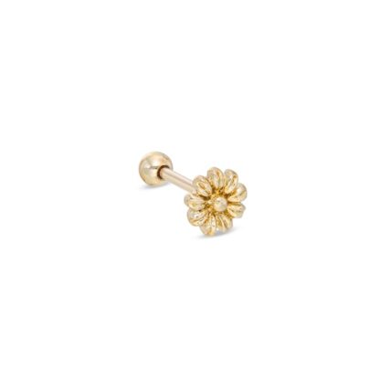 018 Gauge Daisy Cartilage Barbell in Stainless Steel with Yellow IP