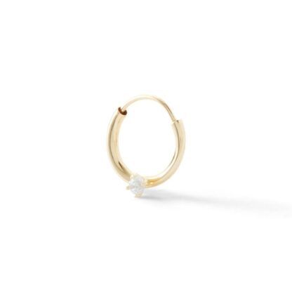 050 Gauge Cubic Zirconia Solitaire Cartilage Hoop in 14K Hollow Gold