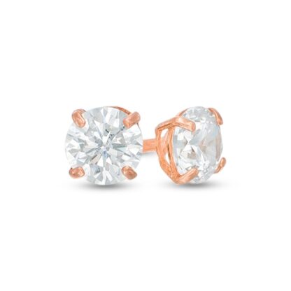 Child's 4mm Cubic Zirconia Reversible Ball Stud Earrings in 14K Rose Gold