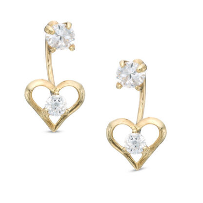 Heart Drop Cubic Zirconia Earring Jackets in 10K Gold