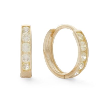 Yellow Cubic Zirconia Huggie Hoop Earrings in 14K Gold