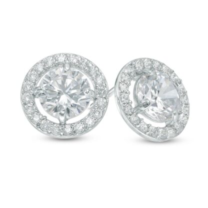 6mm Cubic Zirconia Frame Stud Earrings in 14K White Gold