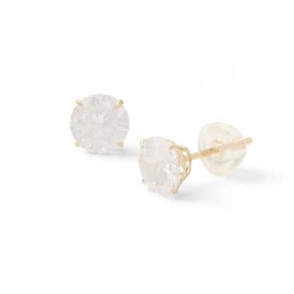 6mm Cubic Zirconia Solitaire Stud Earrings in 14K Gold