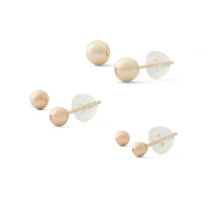 Ball Stud Three Pair Earrings Set in 10K Gold