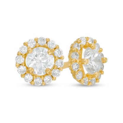 Child's 4mm White Cubic Zirconia Frame Stud Earrings in 14K Gold