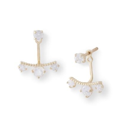 Cubic Zirconia Anchor Drop Jacket Earrings in 10K Gold