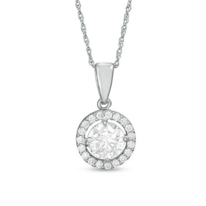 6mm Cubic Zirconia Frame Pendant in 10K White Gold - 17"