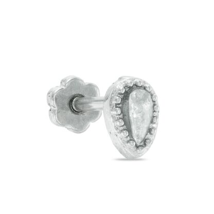 018 Gauge Pear-Shaped Cubic Zirconia Vintage-Style Cartilage Barbell in Stainless Steel