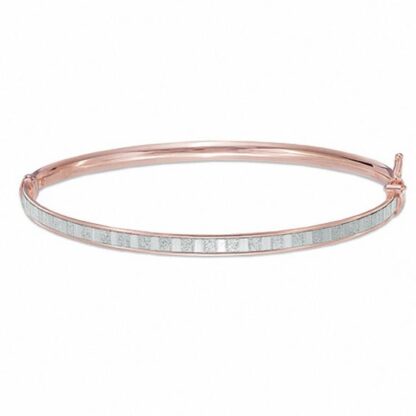 Made in Italy 3.8mm Glitter Enamel Hinged Bangle in 10K Rose Gold