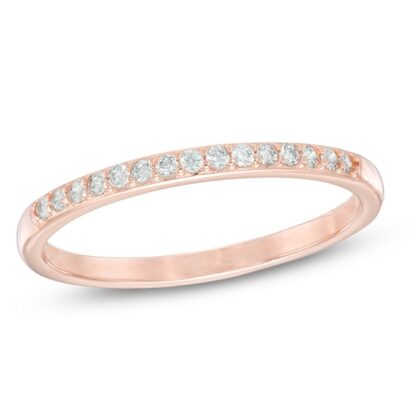 Cubic Zirconia Stackable Band in Sterling Silver with 18K Rose Gold Plating - Size 7