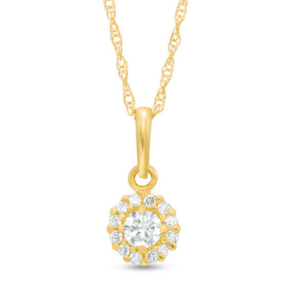 Child's 3mm Cubic Zirconia Frame Pendant in 10K Gold - 13"