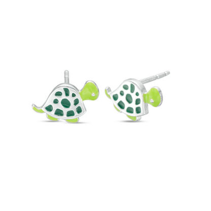 Child's Enamel Turtle Stud Earrings in Sterling Silver