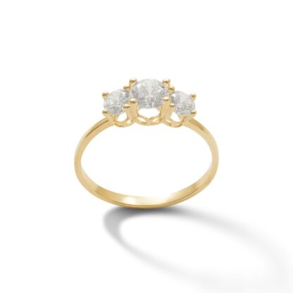 Cubic Zirconia Three Stone Engagement Ring in 10K Gold