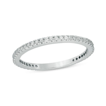 Cubic Zirconia Eternity Band in 10K White Gold - Size 7