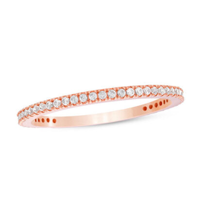 Cubic Zirconia Eternity Wedding Band in 10K Rose Gold - Size 8