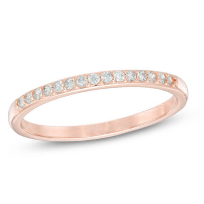 Cubic Zirconia Stackable Band in Sterling Silver with 18K Rose Gold Plate - Size 6