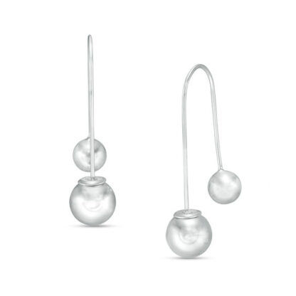 Double Ball Drop Earrings in Sterling Silver