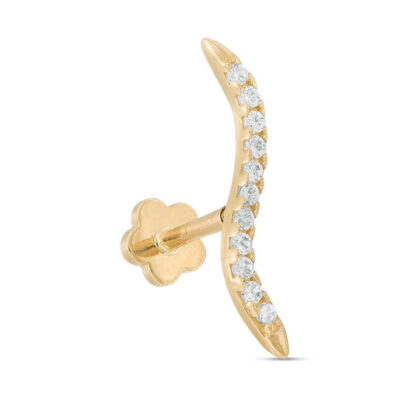 019 Gauge Cubic Zirconia "S" Curve Cartilage Barbell in 14K Gold