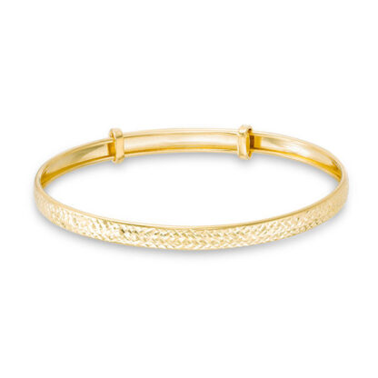 Child's Adjustable Diamond-Cut Bangle in 10K Gold - 6.5"