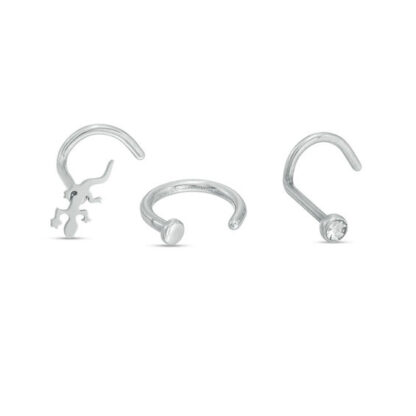 020 Gauge Three Piece Nose Ring Set in Stainless Steel