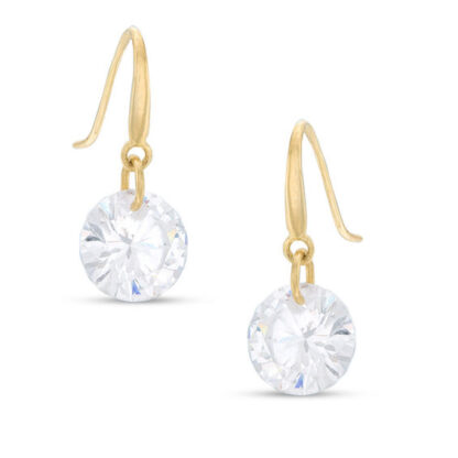 7mm Cubic Zirconia Dangle Drop Earrings in 10K Gold