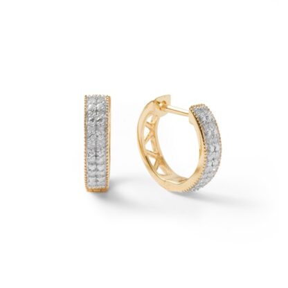 1/10 CT. T.W. Diamond Double Row Hoop Earrings in 10K Gold