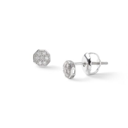 1/20 CT. T.W. Geometric Composite Diamond Stud Earrings in 10K White Gold