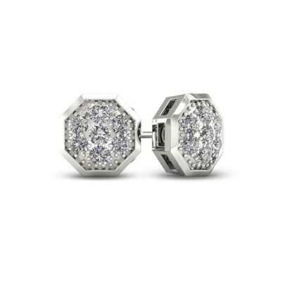 1/20 CT. T.W. Geometric Composite Diamond Stud Earrings in Sterling Silver