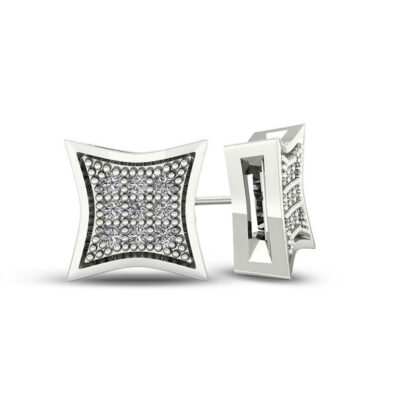 1/20 CT. T.W. Concave Square Composite Diamond Stud Earrings in Sterling Silver