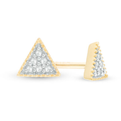 Composite Diamond Accent Vintage-Style Triangle Stud Earrings in 10K Gold