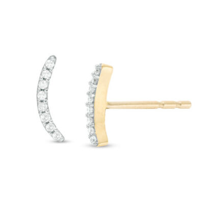 1/20 CT. T.W. Diamond Curved Stud Earrings in 10K Gold