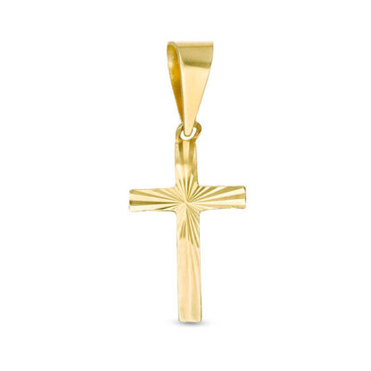 Diamond-Cut Cross Necklace Charm in 10K Gold