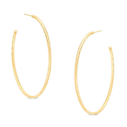 Diamond-Cut Oval Hoop Earrings in 10K Gold