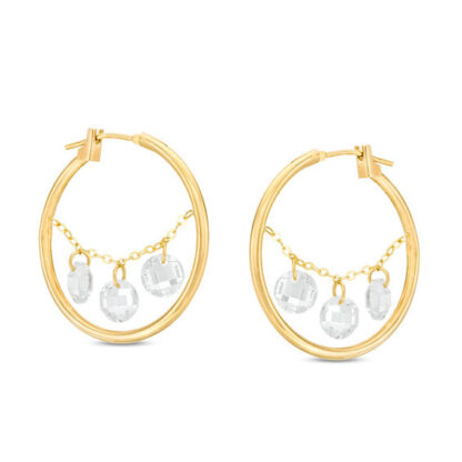 5mm Cubic Zirconia Dangle Hoop Earrings in 10K Gold