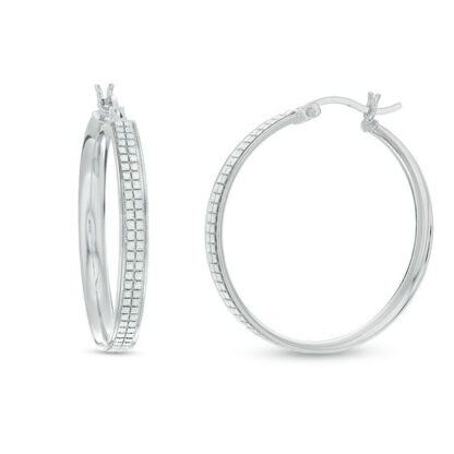 40mm Pavé Glitter Enamel Hoop Earrings in Sterling Silver