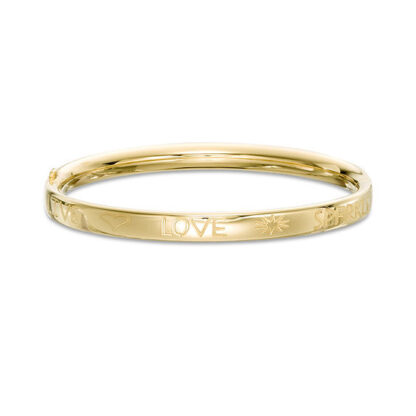 Child's 4mm "LIVE; LOVE, SPARKLE" Bangle in Brass with 14K Gold Fill - 5.25"