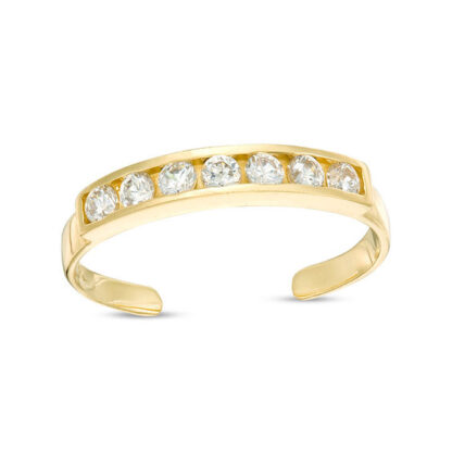 Adjustable Cubic Zirconia Seven Stone Toe Ring in 10K Gold