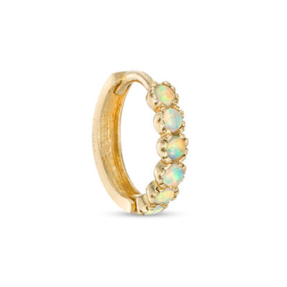 018 Gauge Simulated Opal Cartilage Hoop in 14K Gold Tube