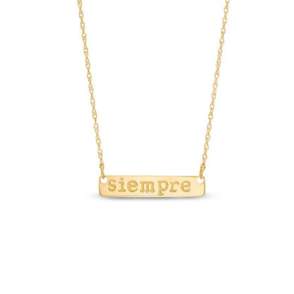 "Siempre" Bar Necklace in 10K Gold - 17"