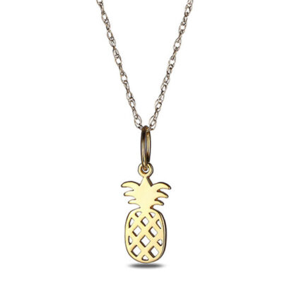 Cut-Out Pineapple Pendant in 10K Gold - 16"