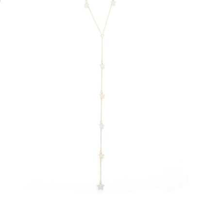 Diamond-Cut Star Dangle Station "Y" Necklace in 10K Two-Tone Gold