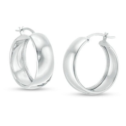 25mm Dome Huggie Hoop Earrings in Sterling Silver