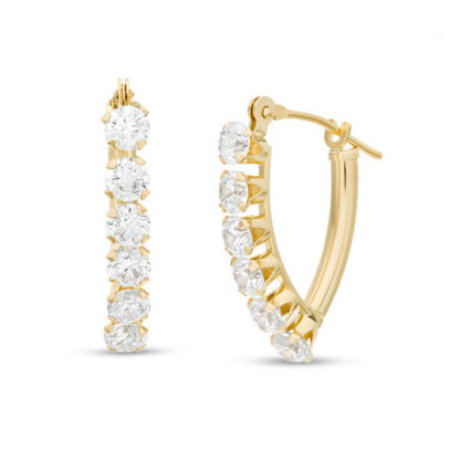 Cubic Zirconia Hoop Earrings in 10K Gold