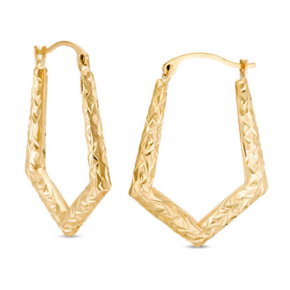 Diamond-Cut Pentagonal Hoop Earrings in 10K Gold